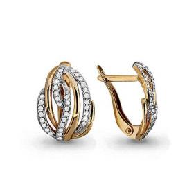 Золотые серьги AQUAMARINE 42575А с фианитом 42575А фото