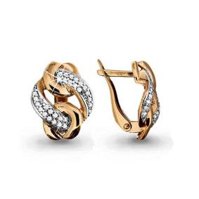 Золотые серьги AQUAMARINE 42588А с фианитом 42588А фото