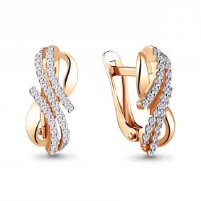 Золотые серьги AQUAMARINE 42598А с фианитом 42598А фото