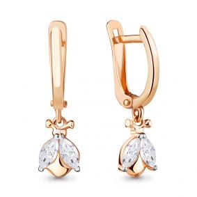 Золотые серьги AQUAMARINE 42674 с фианитом 42674 фото