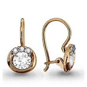 Золотые серьги AQUAMARINE 42678А с фианитом 42678А фото