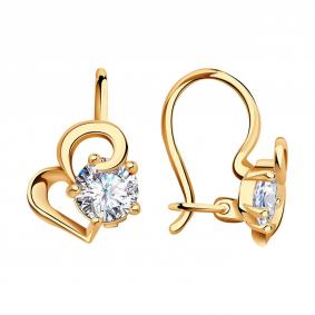 Золотые серьги AQUAMARINE 42681 с фианитом 42681 фото