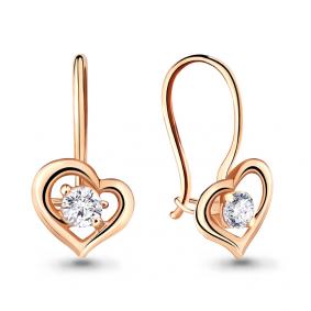 Золотые серьги AQUAMARINE 42682 с фианитом 42682 фото