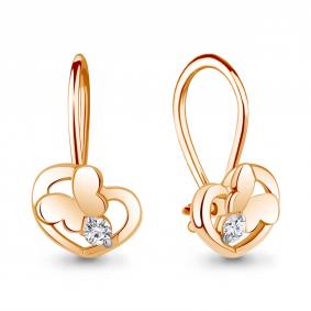 Золотые серьги AQUAMARINE 42683 с фианитом 42683 фото