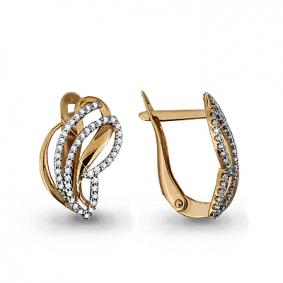 Золотые серьги AQUAMARINE 42699А с фианитом 42699А фото