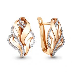 Золотые серьги AQUAMARINE 42710А с фианитом 42710А фото