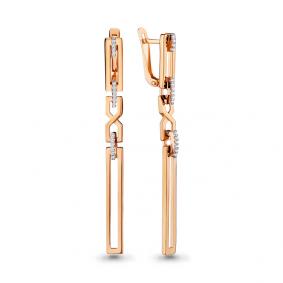 Золотые серьги AQUAMARINE 42713А с фианитом 42713А фото