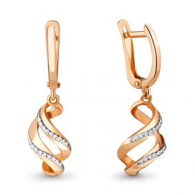 Золотые серьги AQUAMARINE 42750А с фианитом 42750А фото