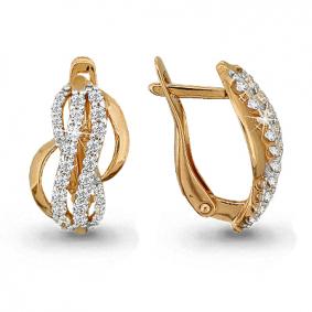 Золотые серьги AQUAMARINE 42751А с фианитом 42751А фото