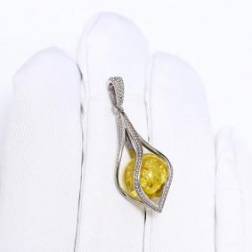 Серебряная подвеска Дарвин 428021372qq-л с янтарём 428021372qq-л фото