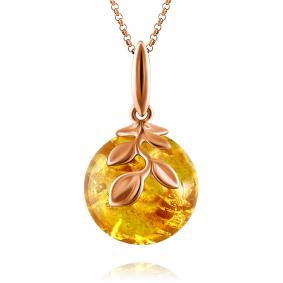 Подвеска из золочёного серебра Дарвин 428022142uu-л с янтарём 428022142uu-л фото