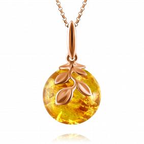 Подвеска из золочёного серебра Дарвин 428022142uu-л с янтарём 428022142uu-л фото