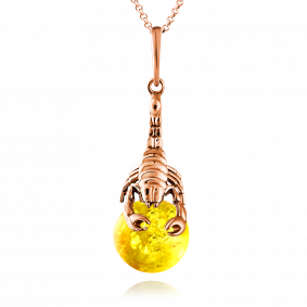 Подвеска из золочёного серебра Дарвин 428022338qq-л с янтарём 428022338qq-л фото
