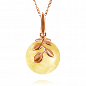 Подвеска из золочёного серебра Дарвин 428032142uu-б с янтарём 428032142uu-б фото