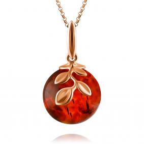 Подвеска из золочёного серебра Дарвин 428042142uu-к с янтарём 428042142uu-к фото