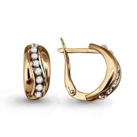 Золотые серьги AQUAMARINE 42822 с фианитом 42822 фото