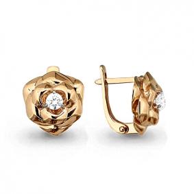 Золотые серьги AQUAMARINE 42824 с фианитом 42824 фото