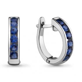 Золотые серьги AQUAMARINE 42894Б с гидротермальным сапфиром 42894Б фото