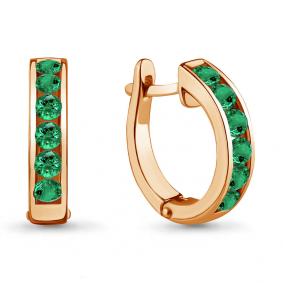 Золотые серьги AQUAMARINE 42894Г с гидротермальным изумрудом 42894Г фото