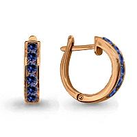 Золотые серьги AQUAMARINE 42894Н с гидротермальным сапфиром 42894Н фото