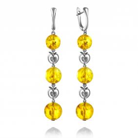 Серебряные серьги Дарвин 429021032mq-л с янтарём 429021032mq-л фото