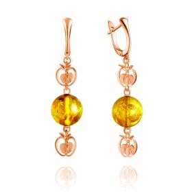 Серьги из золочёного серебра Дарвин 429022027oo-л с янтарём 429022027oo-л фото