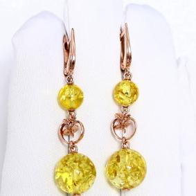 Серьги из золочёного серебра Дарвин 429022027qq-л с янтарём 429022027qq-л фото