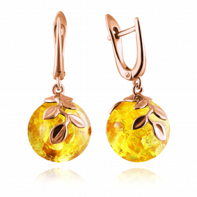 Серебряные серьги Дарвин 429022142uu-л с янтарём 429022142uu-л фото