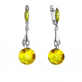 Серебряные серьги Дарвин 429027580qq-л с янтарём 429027580qq-л фото