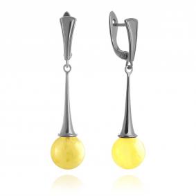 Серебряные серьги Дарвин 429031442rr-ж с янтарём 429031442rr-ж фото