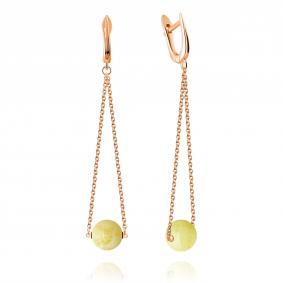 Серьги из золочёного серебра Дарвин 429032093oo-б с янтарём 429032093oo-б фото