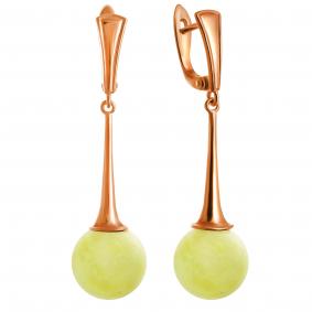 Серьги из золочёного серебра Дарвин 429032442rr-б с янтарём 429032442rr-б фото