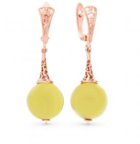 Серьги из золочёного серебра Дарвин 429032443qq с янтарём 429032443qq фото