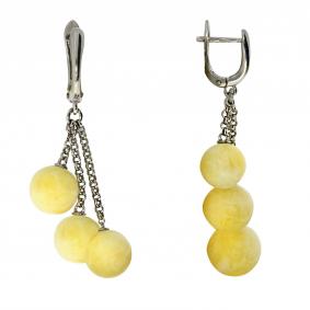 Серебряные серьги Дарвин 429037010mq-б с янтарём 429037010mq-б фото