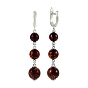 Серебряные серьги Дарвин 429041004nn-к с янтарём 429041004nn-к фото