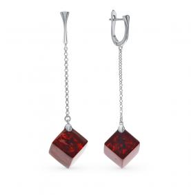 Серебряные серьги Дарвин 429041050cc с янтарём 429041050cc фото