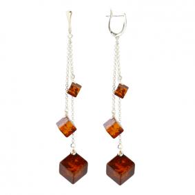 Серебряные серьги Дарвин 429041052ac-к с янтарём 429041052ac-к фото