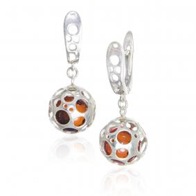 Серебряные серьги Дарвин 429041434cn с янтарём 429041434cn фото