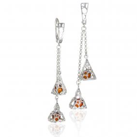 Серебряные серьги Дарвин 429041439ag с янтарём 429041439ag фото