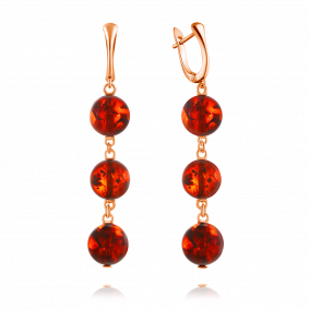 Серьги из золочёного серебра Дарвин 429042004nn-к с янтарём 429042004nn-к фото