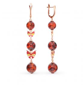 Серьги из золочёного серебра Дарвин 429042020oo с янтарём 429042020oo фото