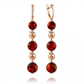 Серьги из золочёного серебра Дарвин 429042032nr-к с янтарём 429042032nr-к фото