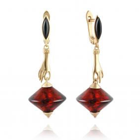 Серьги из золочёного серебра Дарвин 429042057cc-к с янтарём 429042057cc-к фото
