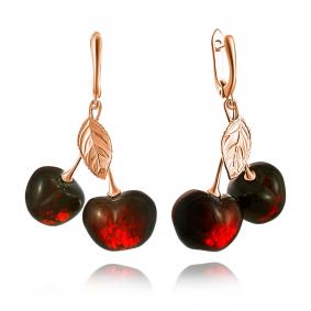 Серьги из золочёного серебра Дарвин 429042080ab-к с янтарём 429042080ab-к фото