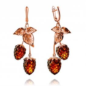 Серьги из золочёного серебра Дарвин 429042083ab-к с янтарём 429042083ab-к фото