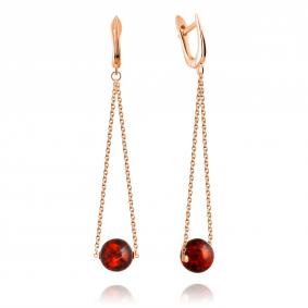 Серьги из золочёного серебра Дарвин 429042093nn-к с янтарём 429042093nn-к фото