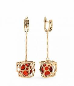 Серьги из золочёного серебра Дарвин 429042429cn с янтарём 429042429cn фото