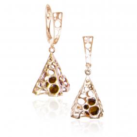 Серьги из золочёного серебра Дарвин 429042432bk-к с янтарём 429042432bk-к фото