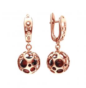 Серьги из золочёного серебра Дарвин 429042434cn с янтарём 429042434cn фото