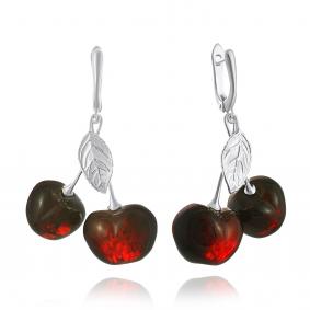 Серебряные серьги Дарвин 429046080ab-к с янтарём 429046080ab-к фото